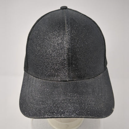 Unbranded Strapback Mesh Back Trucker Hat Ponytail Gray One Size Sparkly