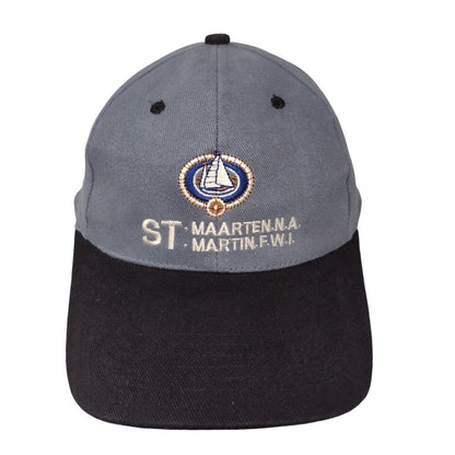 St. Maarten NA Strapback Hat Gray OSFA Colorblock Embroidered 6 Panel