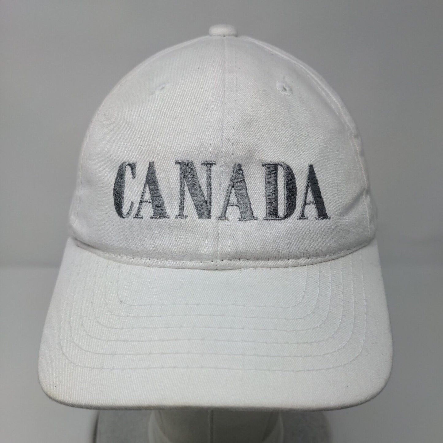 Canada Strapback Hat White OSFA Adjustable Embroidered 6 Panel Solid