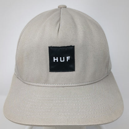 HUF 5 Panel Beige One Size Snapback Cotton Logo Patch Hat Adjustable Flat Brim