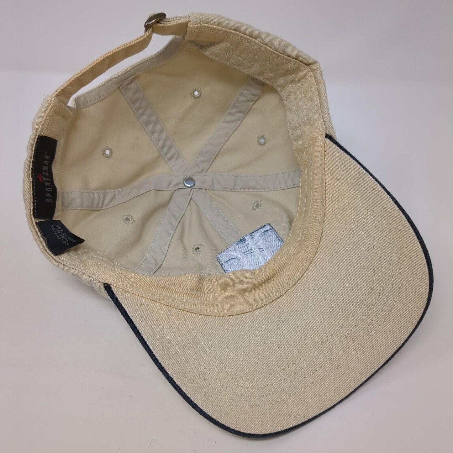 Sportsman Slideback Baseball Cap Beige One Size Adjustable Vented Holes 6 Panel