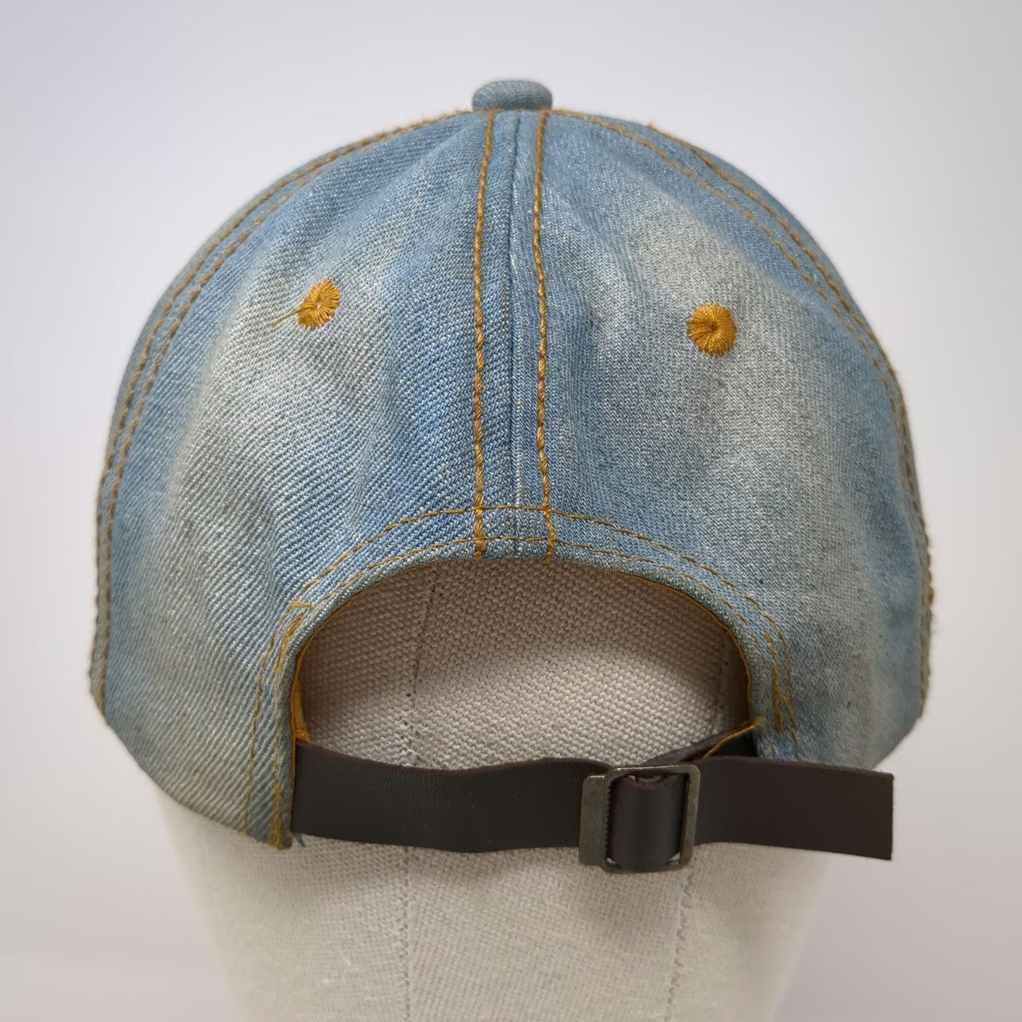 Blue Baseball Cap One Size Rose Embroidery Rhinestone Floral Stud Denim Hat