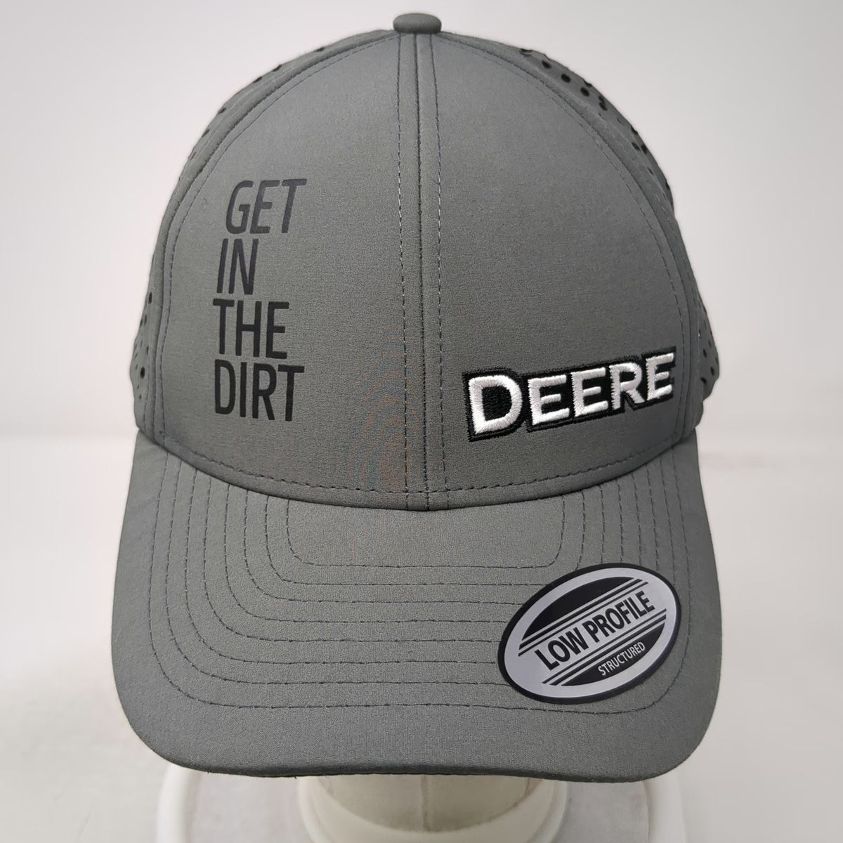 John Deere Trucker Hat Gray One Size Snapback Low Profile Structured Perforated