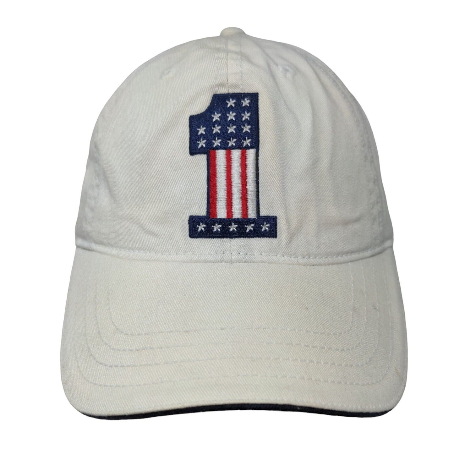 Hyp Slideback Hat Cream Size OSFM Embroidered Patriotic American Flag #1 Logo