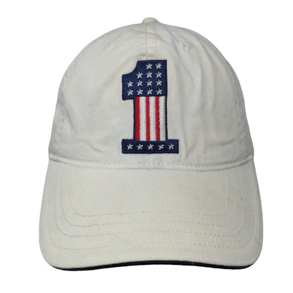 Hyp Slideback Hat Cream Size OSFM Embroidered Patriotic American Flag #1 Logo