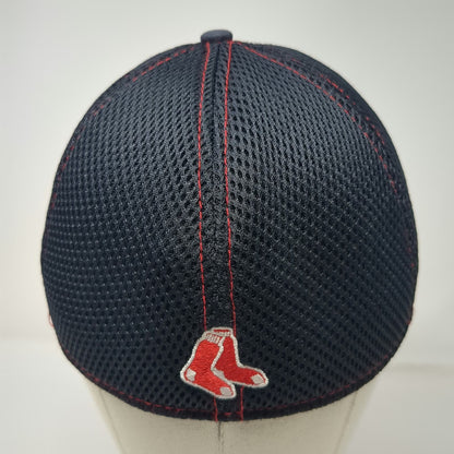 New Era Boston Red Sox MLB Blue M Baseball Cap Mesh Back Stretch Fit Red Stitch