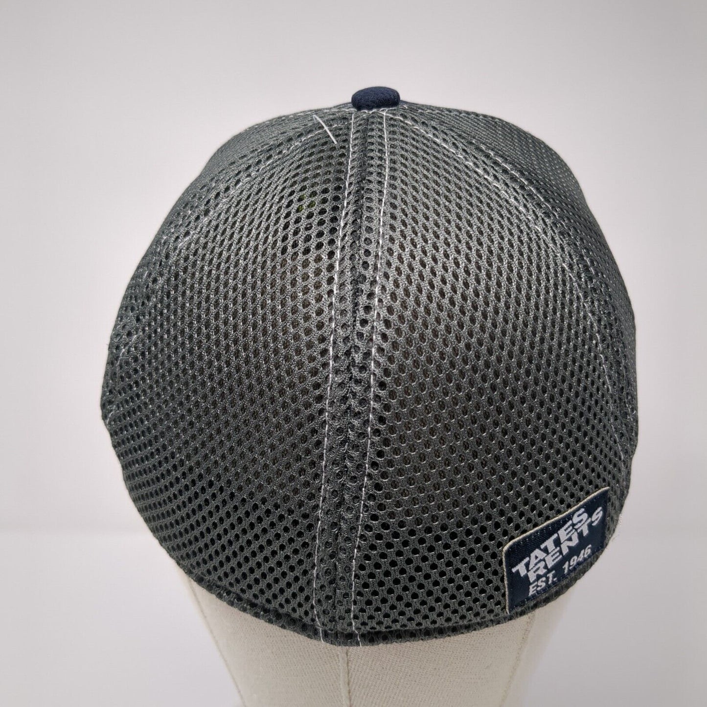 Tates Rents Fitted Mesh Back Hat Gray M/L Embroidered Colorblock 6 Panel