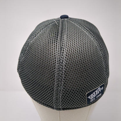 Tates Rents Fitted Mesh Back Hat Gray M/L Embroidered Colorblock 6 Panel