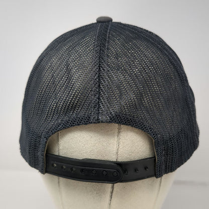 Flux Trucker Hat Gray One Size Promised Logo Flat Brim Mesh Back Snapback Hat