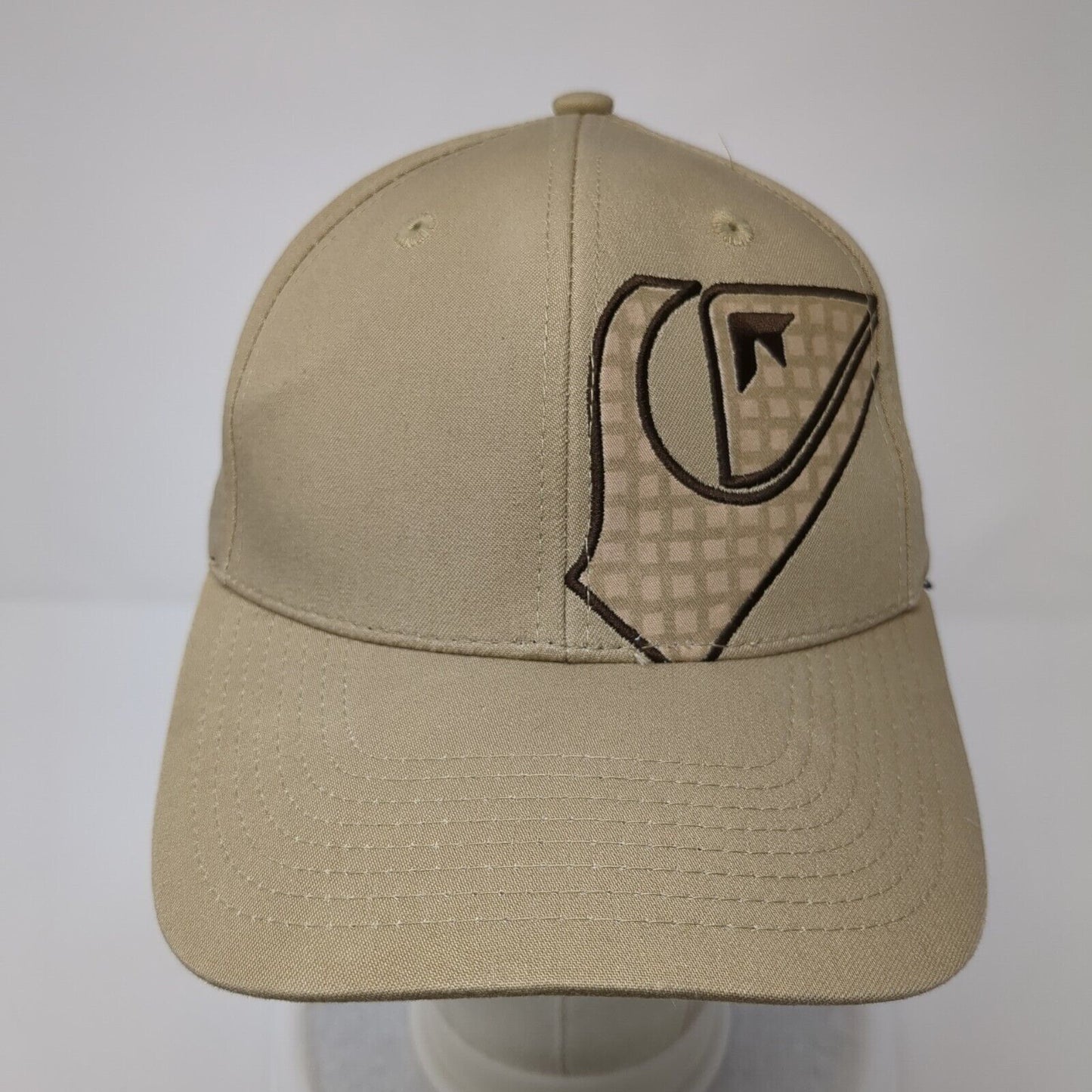 Quiksilver Fitted Hat Tan One Size Lightweight Embroidered Vented Holes 6 Panel