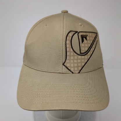 Quiksilver Fitted Hat Tan One Size Lightweight Embroidered Vented Holes 6 Panel