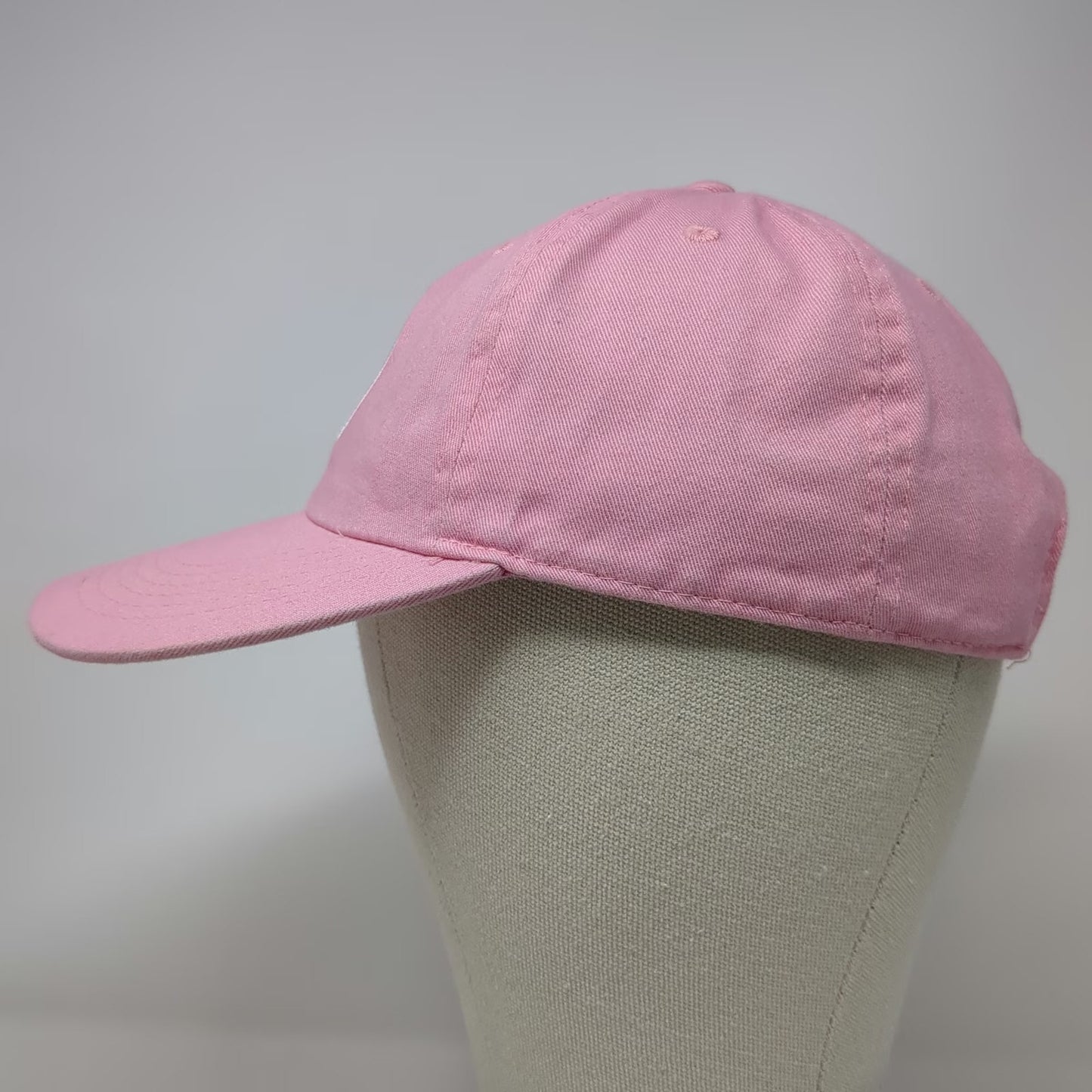 Newhattan Baseball Cap Pink One Size Red Heart Globe Logo Adjustable Twill Hat