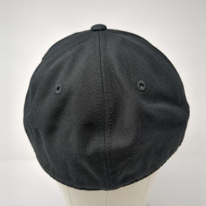 Lids Fitted Hat Black 7 5/8 Solid 6 Panel Vent Holes Blank Outdoor