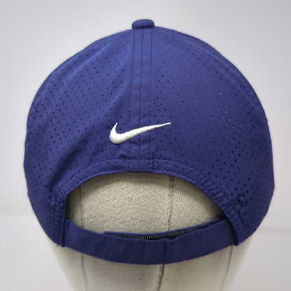 Nike Baseball Cap Blue One Size Swoosh Perforated Mesh Adjustable Golf hat