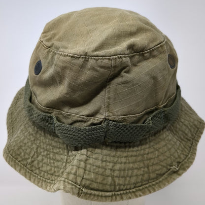 Green Bucket Hat 7 1/2 Fitted Chin Strap Wide Brim Military Sun Protection Hat