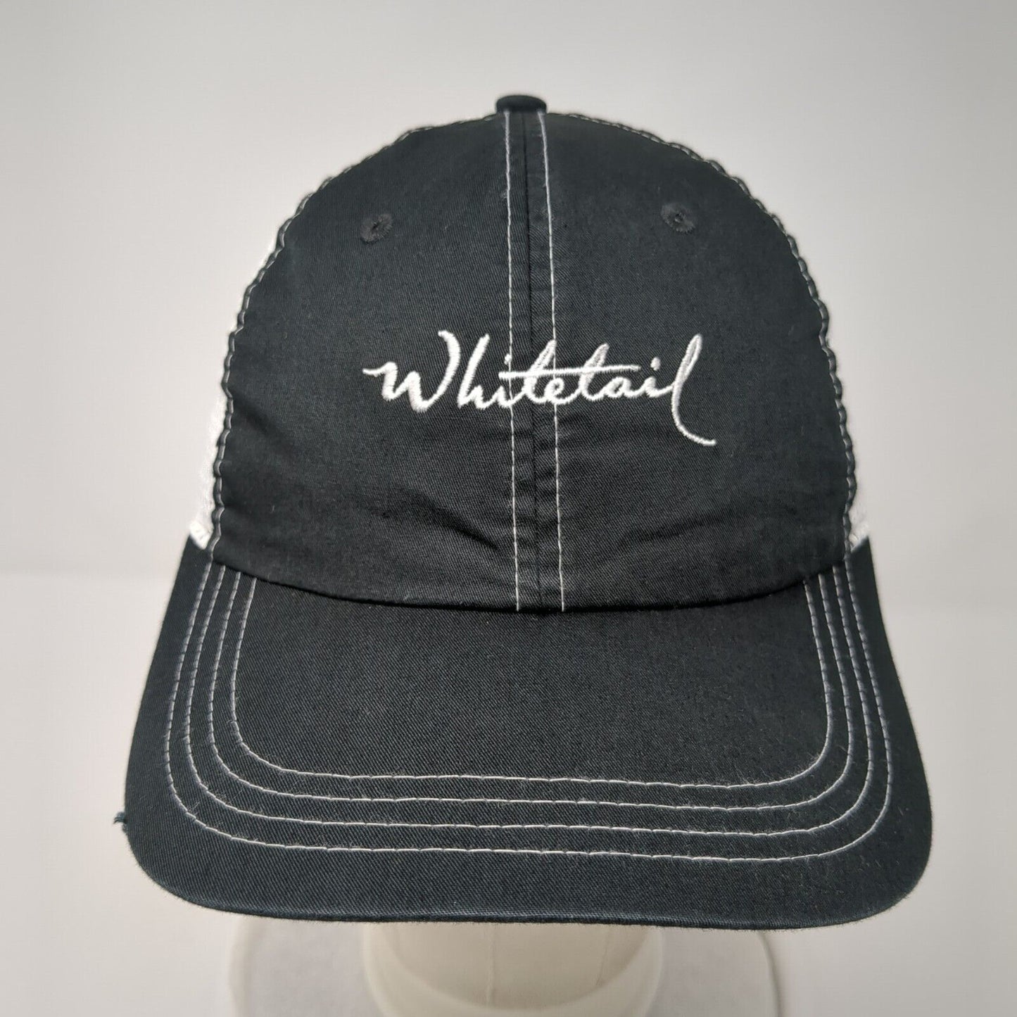 Whitetail Strapback Hat Black One Size Classic Cut Ahead Lightweight