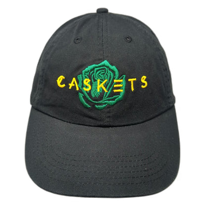 Black Baseball Cap One Size Caskets Green Rose Yellow Embroidered Cotton Hat
