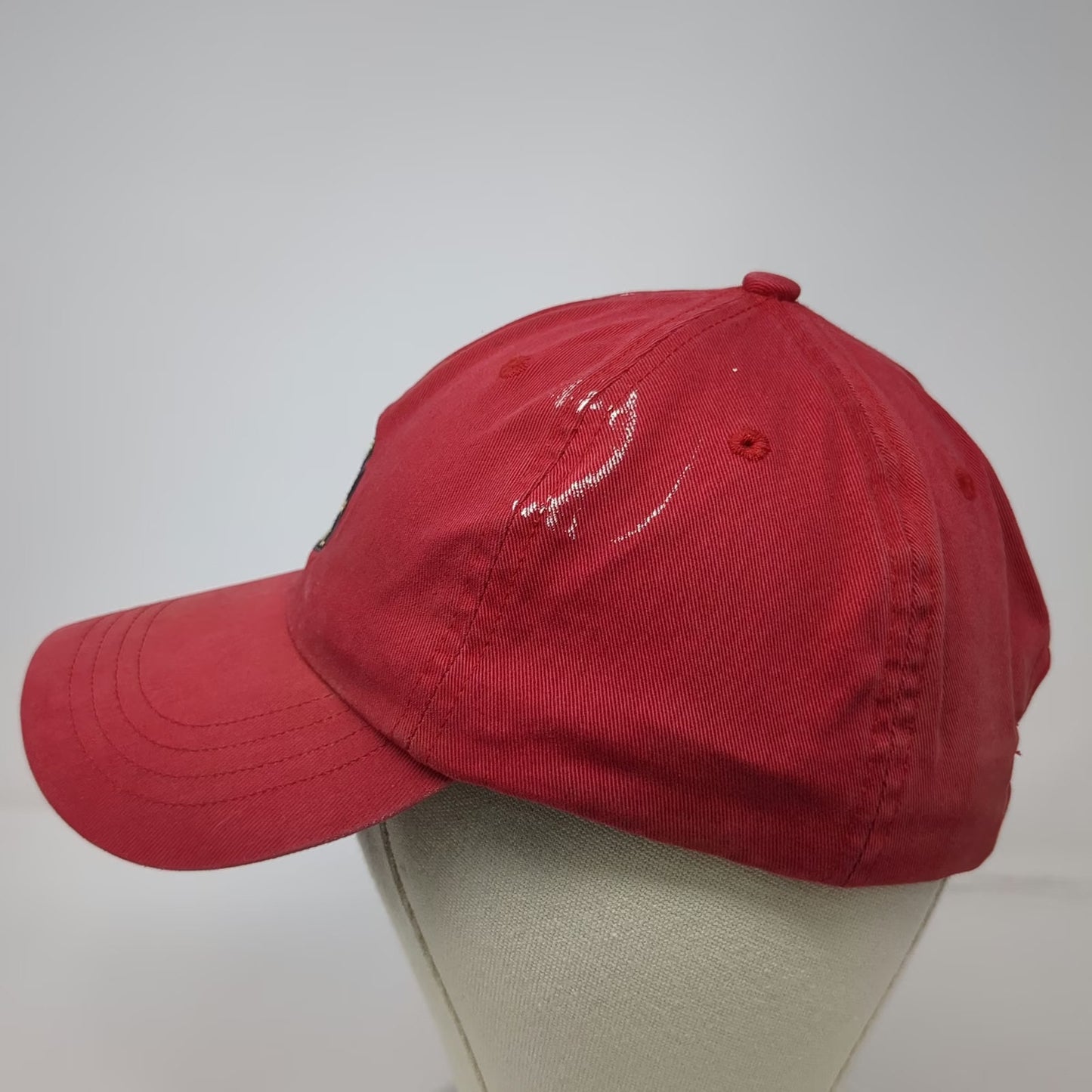 American Eagle AE Performance Red Baseball Cap Leather Strap Fire Dept Vintage