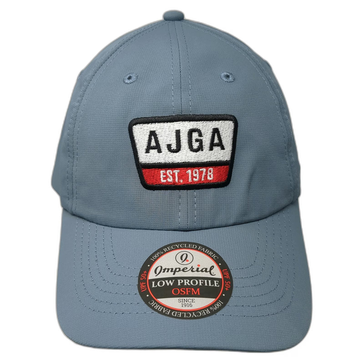 Imperial Baseball Cap Blue One Size AJGA Est 1978 Patch Recycled Strapback Hat