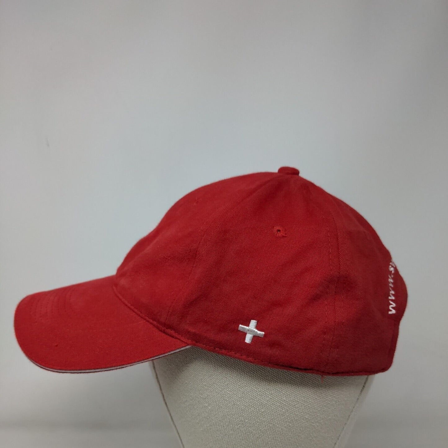 White Cross Switzerland Slideback Hat Red One Size Embroidered Adjustable