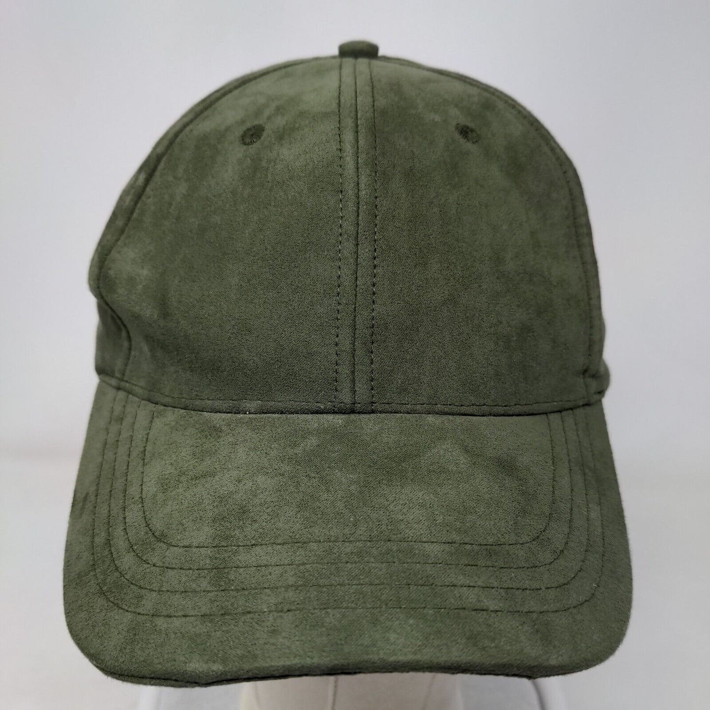 Unbranded Strapback Hat Green OSFA Adjustable 6 Panel Vent Holes Blank