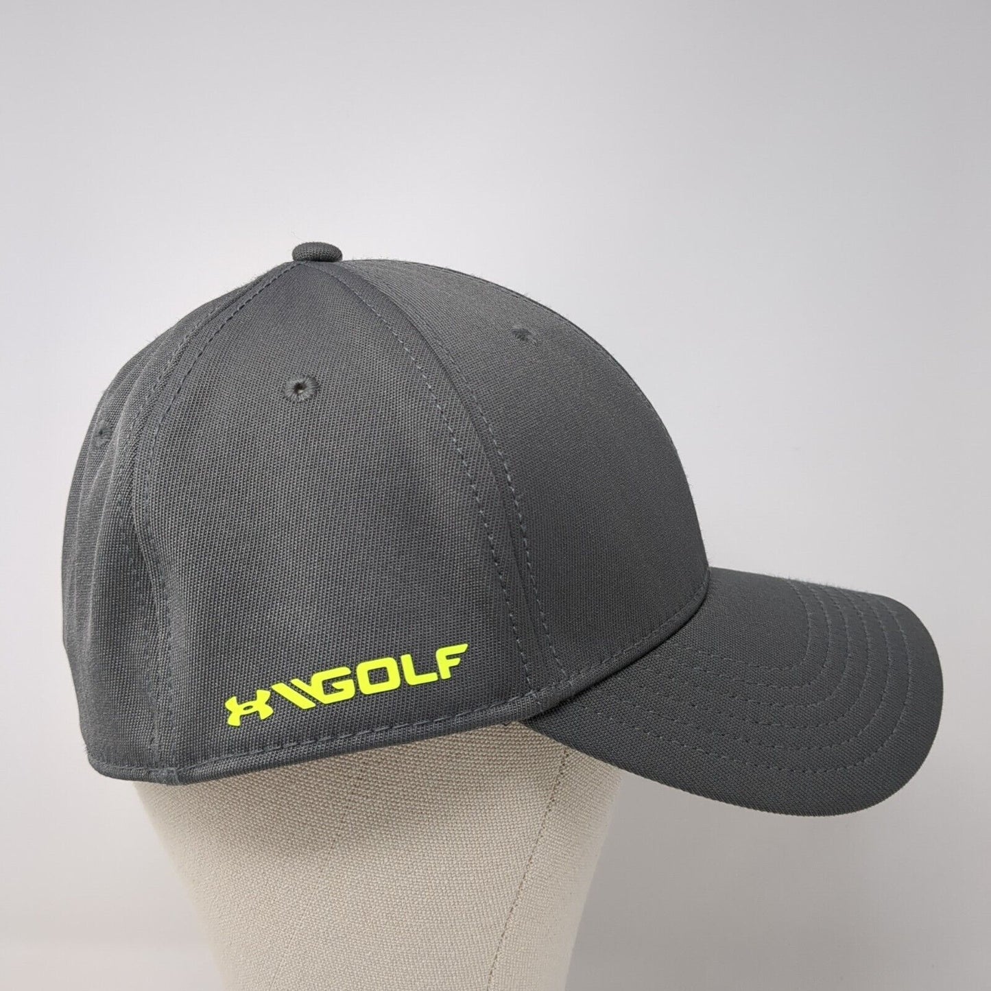 Under Armour Golf Fitted Hat Gray L/XL Lightweight Vented Holes 6 Panel