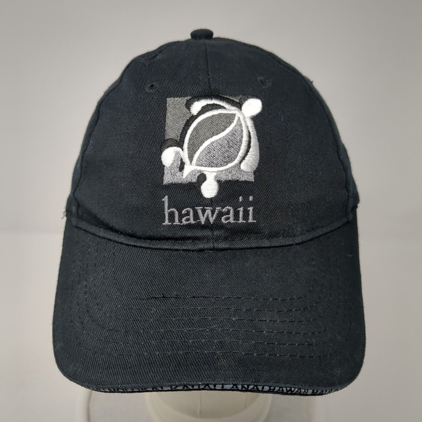 Hawaii Sea Turtle Strapback Hat Black One Size Adjustable Embroidered