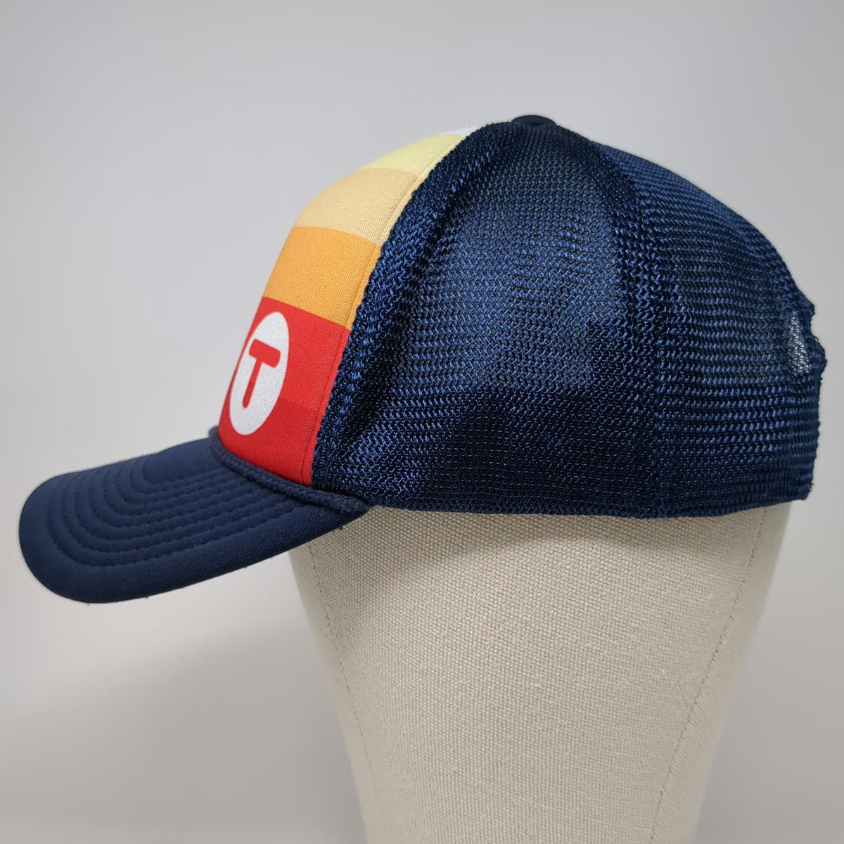 TSheets Trucker Hat Blue One Size Retro Stripe Foam Mesh Snapback
