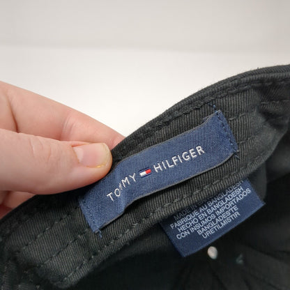 Tommy Hilfiger Slideback Hat Black One Size Embroidered Leather Strap