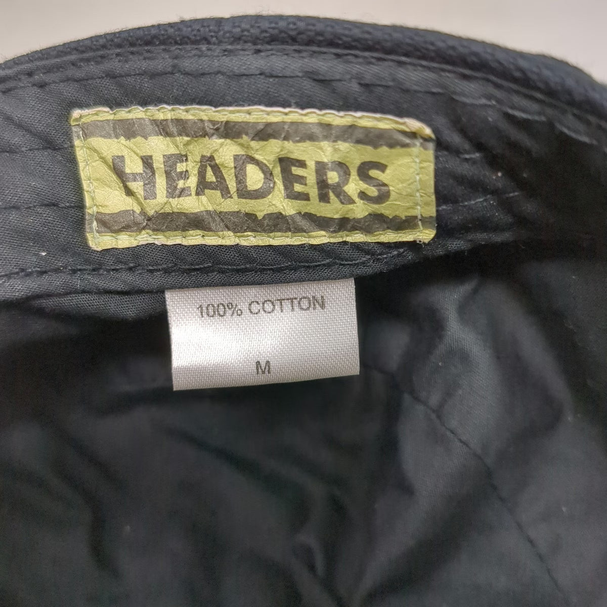 Headers Army Cap Black Hat Size M Fitted Cotton Textured Metal Eyelet Cadet