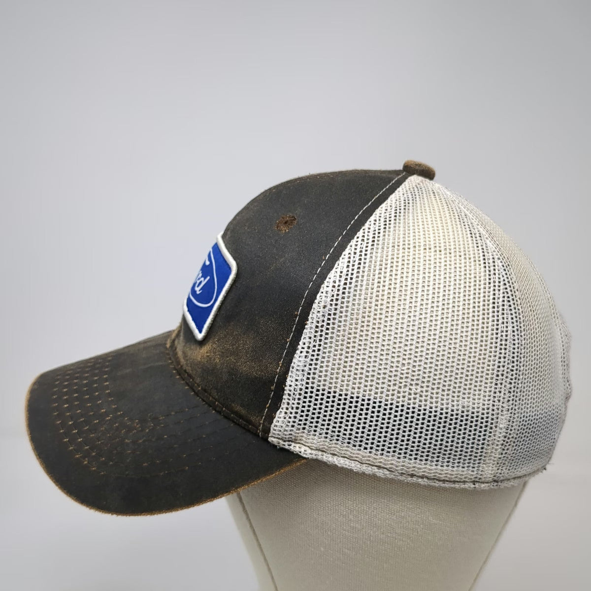 Outdoor Cap Brown Trucker Hat One Size Ford Logo Mesh Back Snapback Distressed