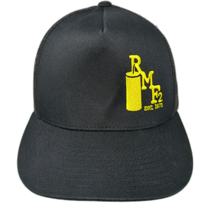 Yupoong Trucker Hat Black One Size Mesh Back Snapback Structured RM F2 EST 1973