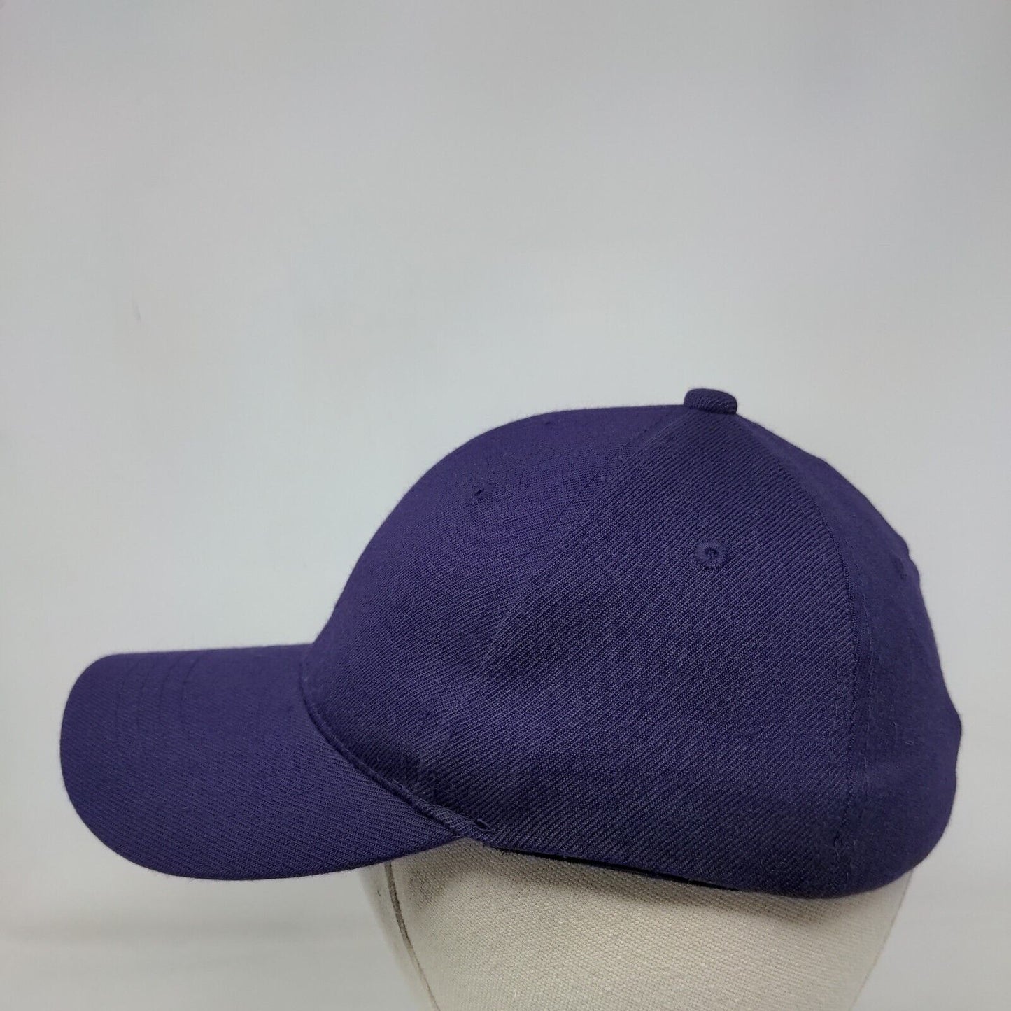 VKM Fitted Hat Purple S/M Tri-Flex 3 Solid 6 Panel Vent Holes Blank