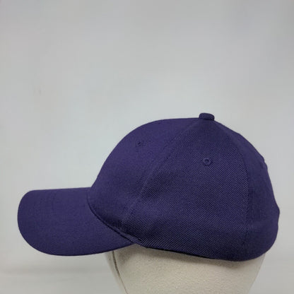VKM Fitted Hat Purple S/M Tri-Flex 3 Solid 6 Panel Vent Holes Blank