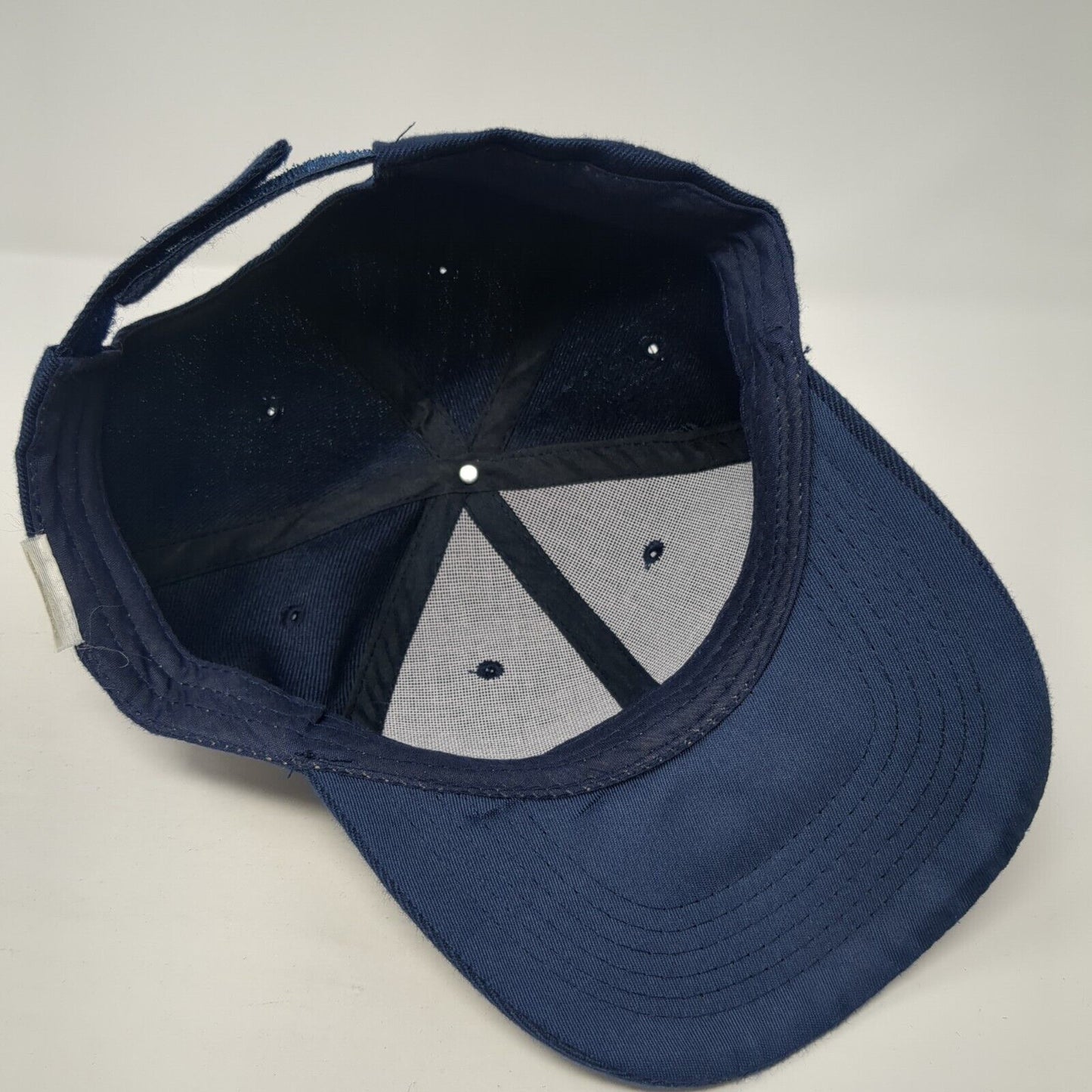 Unbranded Strapback Hat Blue One Size Adjustable Vented Holes 6 Panel Blank
