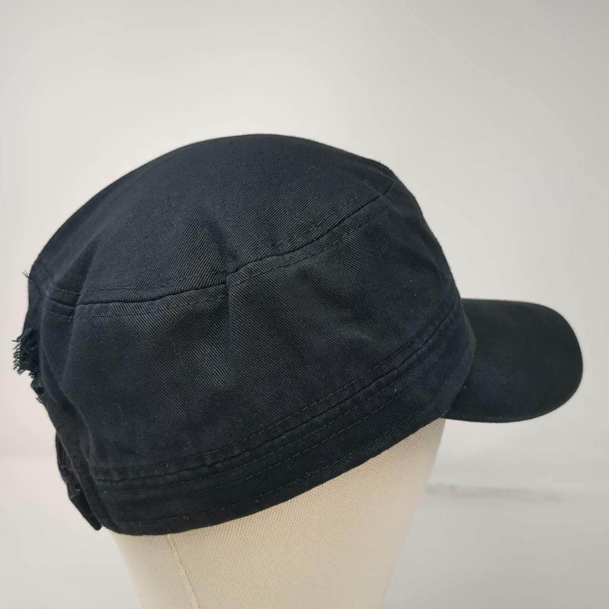 Black Army Cap One Size Adjustable Strapback Hat 100% Cotton Plain Cadet Cap