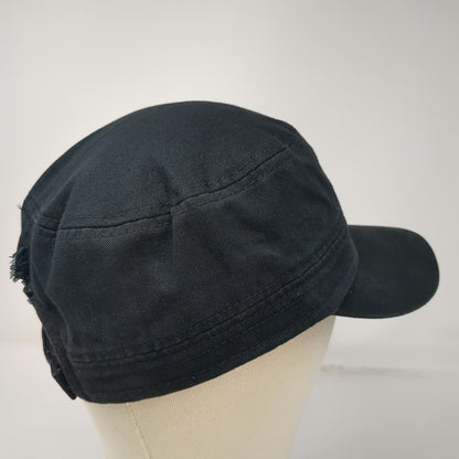 Black Army Cap One Size Adjustable Strapback Hat 100% Cotton Plain Cadet Cap