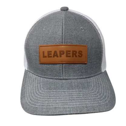 Leapers Leather Patch Snapback Trucker Hat Gray One Size Mesh Back