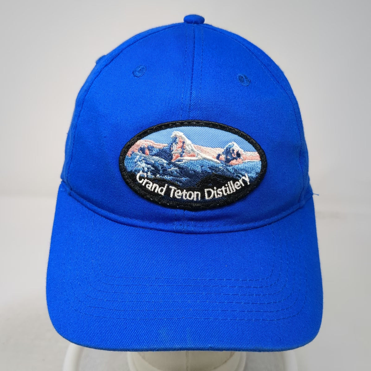 Big X Baseball Cap Blue One Size Grand Teton Distillery Mountain Patch Hat