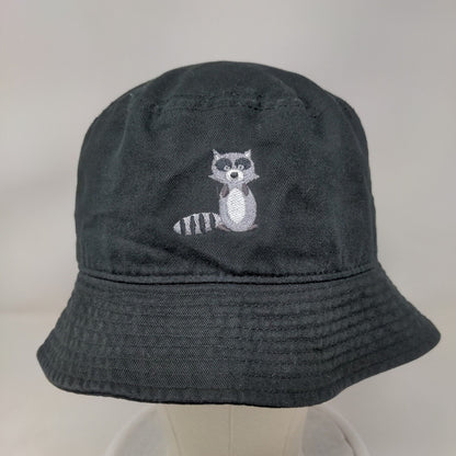 Racoon Bucket Hat Black S/M Embroidered Lightweight Cotton Newhattan
