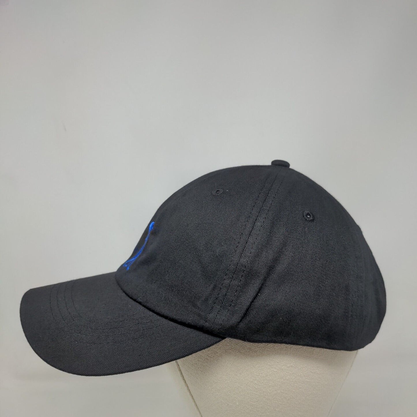 Geico Strapback Hat Black One Size Adjustable Embroidered Vented Holes Cotton
