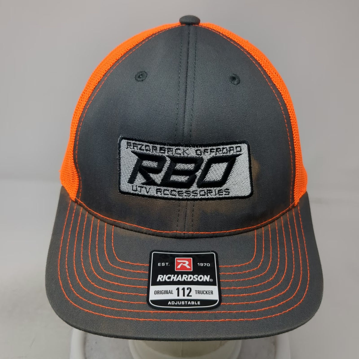 Richardson Trucker Hat Gray Orange One Size RBO Razorback Offroad UTV Snapback