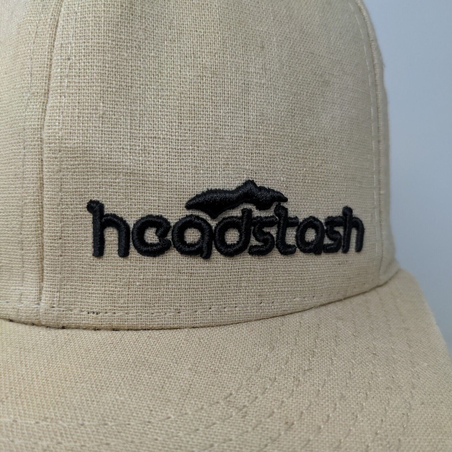 Headstash Grassroots Men's Fitted Hat Tan 100% Hemp Satin Lined Embroidered