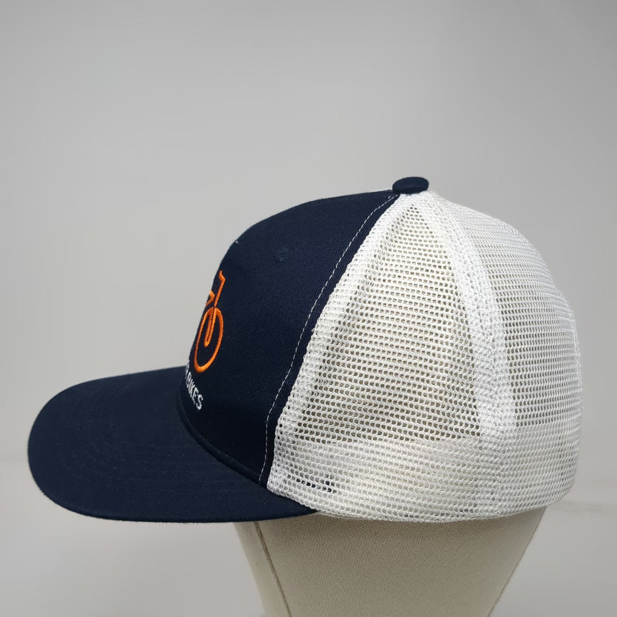 Rad Power Bikes Trucker Hat Blue Orange White One Size Mesh Back Snapback Brim