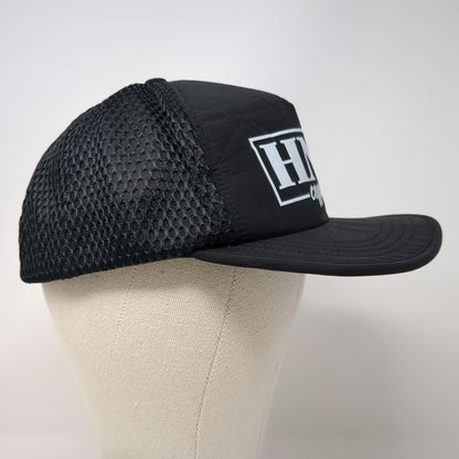 Black 5 Panel One Size Hat HNL Coffee Mesh Back Strapback Buckle Closure Logo