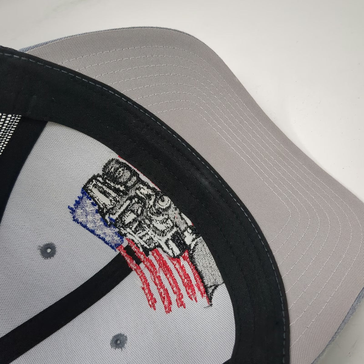 Yupoong Trucker Hat Gray One Size Dump Truck Snow Plow American Flag Snapback