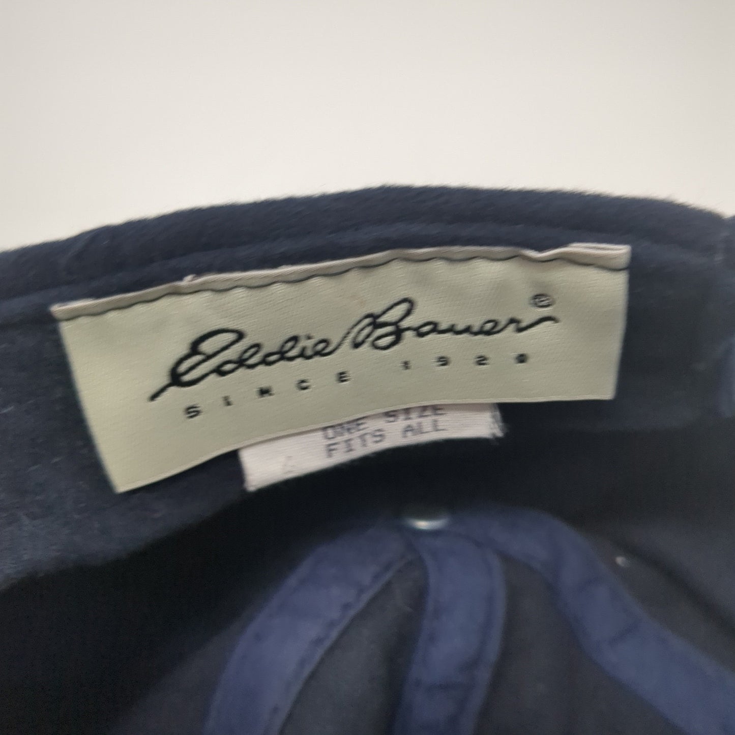 Eddie Bauer Slideback Hat Blue One Size Solid Adjustable Leather Strap