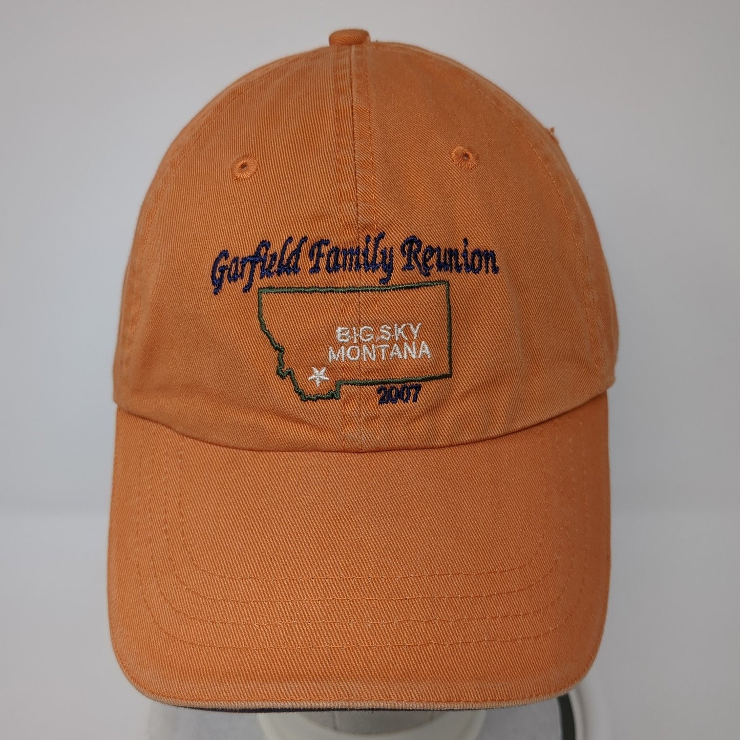 Garfield Family Reunion Big Sky Montana 2007 Baseball Cap Orange OS Headshots