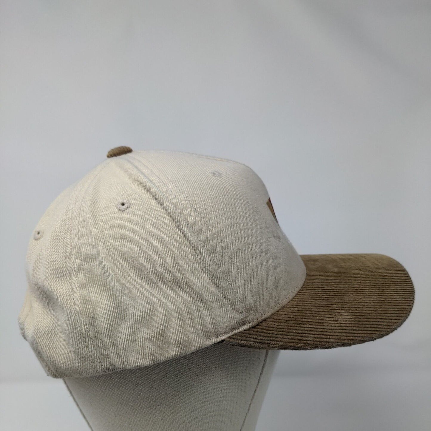 Brixton Snapback Hat Tan OSFA Adjustable Embroidered Corduroy 6 Panel