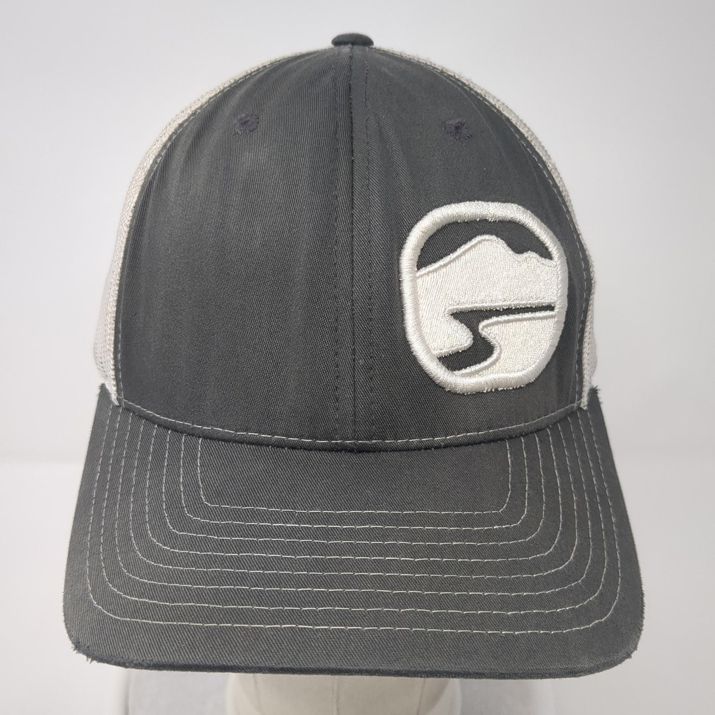Richardson Snapback Mesh Back Trucker Hat Gray One Size Embroidered